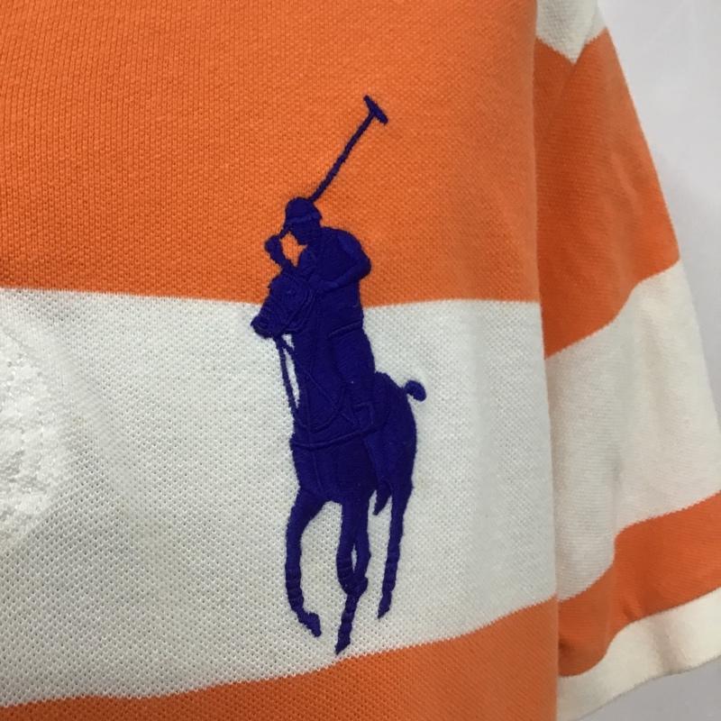 ポロバイラルフローレン Polo by RALPH LAUREN ポロシャツ 半袖 ビッグポニー ボーダー M ワンポイント 白 / ホワイト / X 橙 / オレンジ / X 紺 / ネイビー /  メンズ USED 古着 中古 10103684