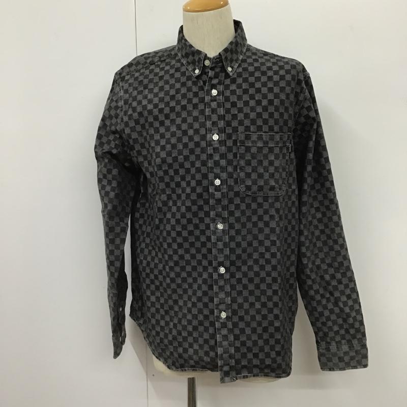 シュプリーム Supreme シャツ、ブラウス 長袖 18FW Checkered Denim Shirt ボタンダウン デニム M チェック 黒 / ブラック /  メンズ USED 古着 中古 10103692