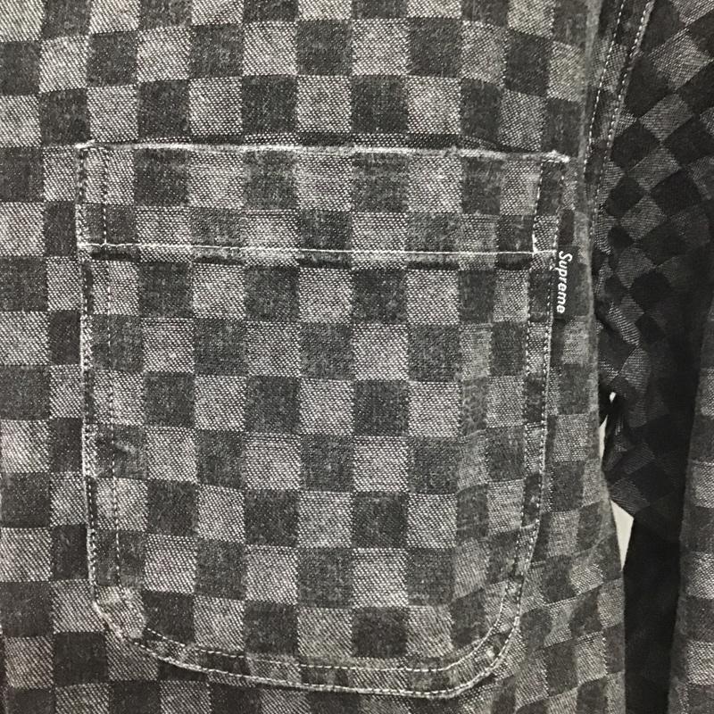 シュプリーム Supreme シャツ、ブラウス 長袖 18FW Checkered Denim Shirt ボタンダウン デニム M チェック 黒 / ブラック /  メンズ USED 古着 中古 10103692