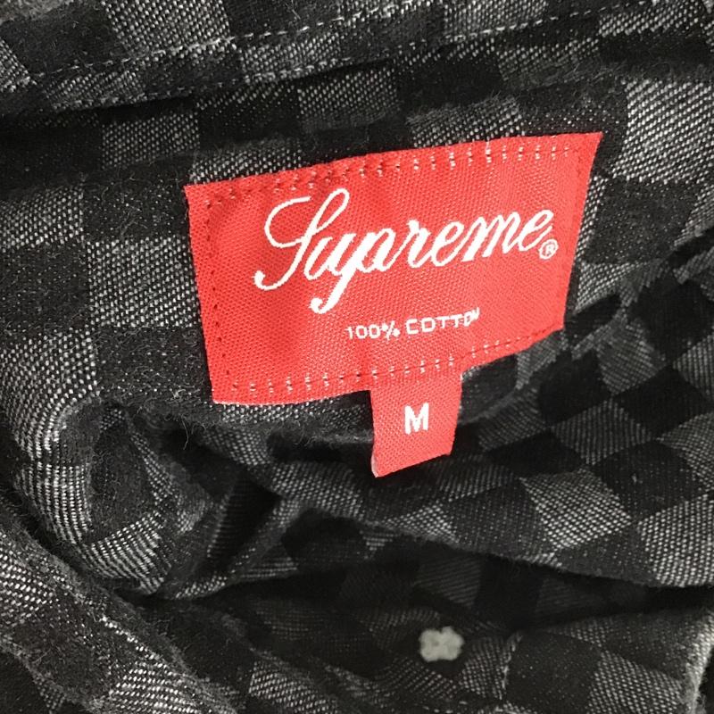 シュプリーム Supreme シャツ、ブラウス 長袖 18FW Checkered Denim Shirt ボタンダウン デニム M チェック 黒 / ブラック /  メンズ USED 古着 中古 10103692