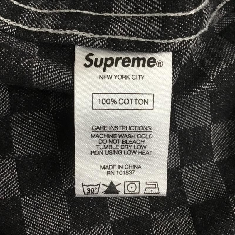 シュプリーム Supreme シャツ、ブラウス 長袖 18FW Checkered Denim Shirt ボタンダウン デニム M チェック 黒 / ブラック /  メンズ USED 古着 中古 10103692