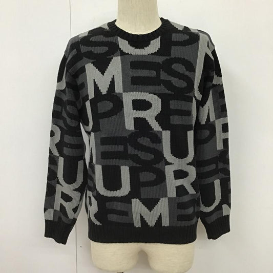 シュプリーム Supreme ニット、セーター 長袖 18FW Big Letters Sweater ロゴ S 総柄 黒 / ブラック / X ダークグレー / ダークグレー / X 灰 / グレー /  メンズ USED 古着 中古 10103695