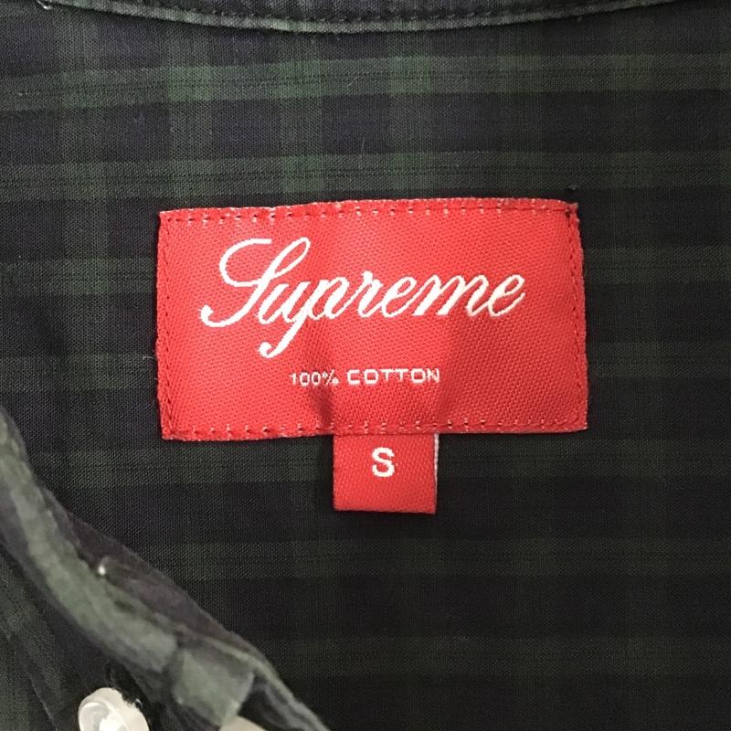 シュプリーム Supreme シャツ、ブラウス 長袖 ボタンダウン S チェック 緑 / グリーン / X 黒 / ブラック /  メンズ USED 古着 中古 10103716