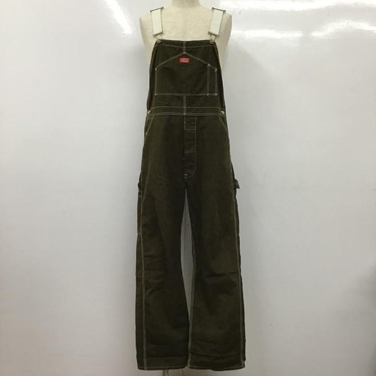 ディッキーズ Dickies サロペット・オーバーオール サロペット、オーバーオール オーバーオール オールインワン ワイドパンツ カジュアルパンツ 34 ロゴ、文字 カーキ / カーキ /  メンズ USED 古着 中古 10103725
