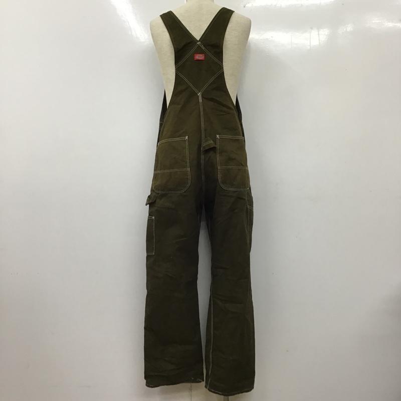 ディッキーズ Dickies サロペット・オーバーオール サロペット、オーバーオール オーバーオール オールインワン ワイドパンツ カジュアルパンツ 34 ロゴ、文字 カーキ / カーキ /  メンズ USED 古着 中古 10103725