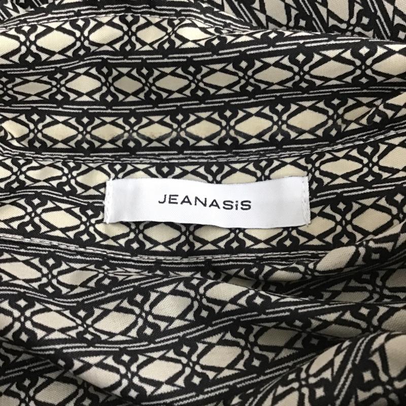 ジーナシス JEANASIS ワンピース ひざ丈スカート JS064133MC 長袖ワンピース 総柄 シャツワンピース 前開ボタン ロングワンピース FREE 総柄 黒 / ブラック / X ベージュ / ベージュ /  レディース USED 古着 中古 10103751