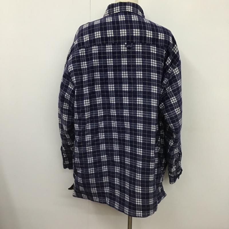古着 USED ジャケット、上着 ジャケット、ブレザー シャツジャケット ロング丈 裏キルティング XXL チェック 紺 / ネイビー / X 白 / ホワイト / X 黄 / イエロー /  メンズ USED 古着 中古 10103779