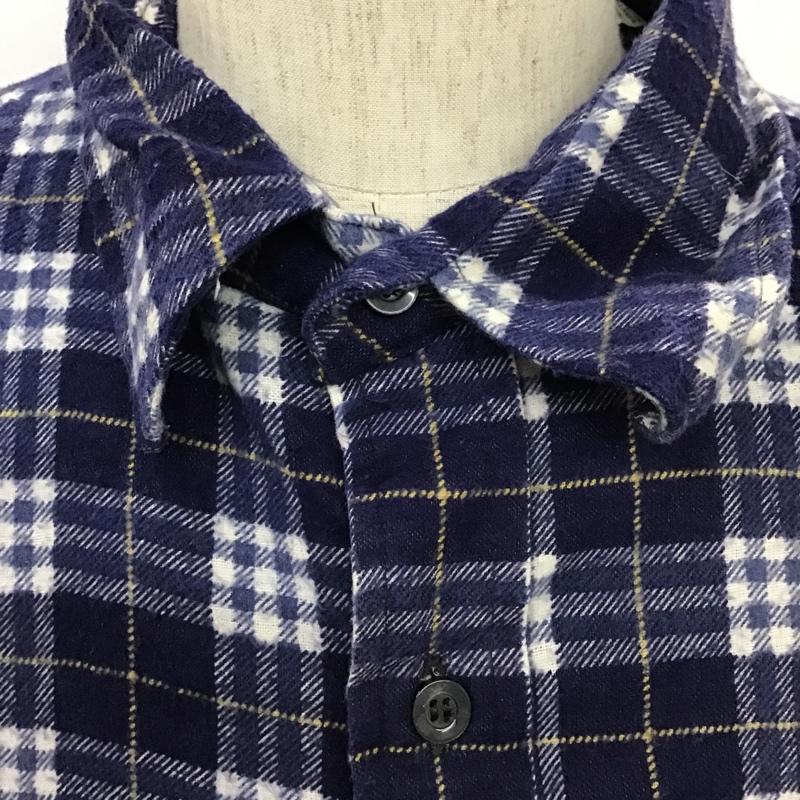 古着 USED ジャケット、上着 ジャケット、ブレザー シャツジャケット ロング丈 裏キルティング XXL チェック 紺 / ネイビー / X 白 / ホワイト / X 黄 / イエロー /  メンズ USED 古着 中古 10103779