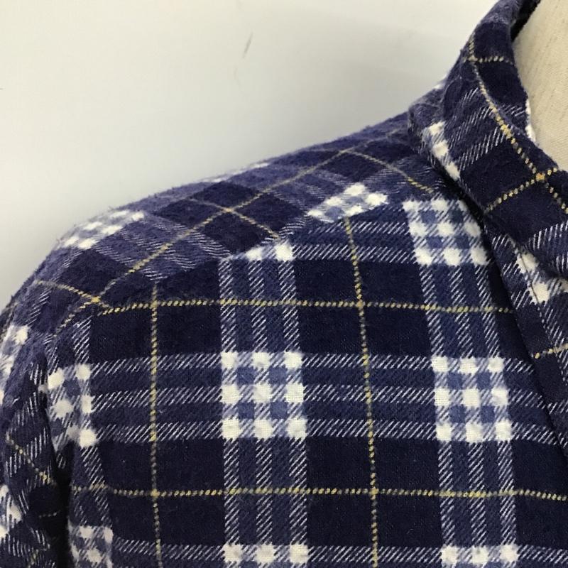 古着 USED ジャケット、上着 ジャケット、ブレザー シャツジャケット ロング丈 裏キルティング XXL チェック 紺 / ネイビー / X 白 / ホワイト / X 黄 / イエロー /  メンズ USED 古着 中古 10103779