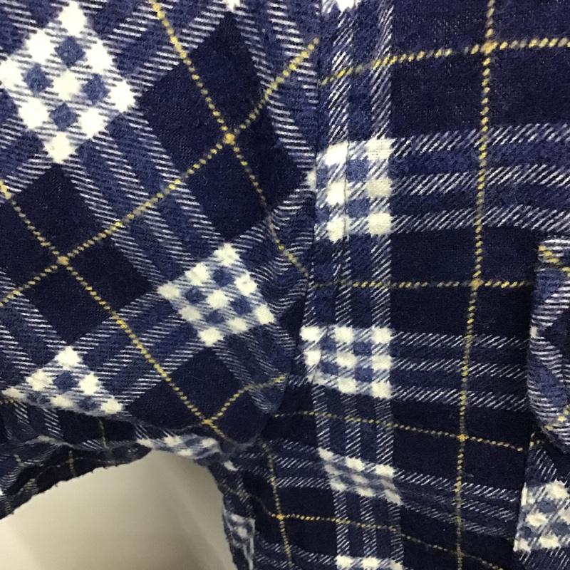 古着 USED ジャケット、上着 ジャケット、ブレザー シャツジャケット ロング丈 裏キルティング XXL チェック 紺 / ネイビー / X 白 / ホワイト / X 黄 / イエロー /  メンズ USED 古着 中古 10103779