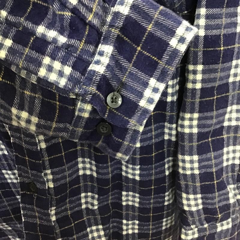 古着 USED ジャケット、上着 ジャケット、ブレザー シャツジャケット ロング丈 裏キルティング XXL チェック 紺 / ネイビー / X 白 / ホワイト / X 黄 / イエロー /  メンズ USED 古着 中古 10103779