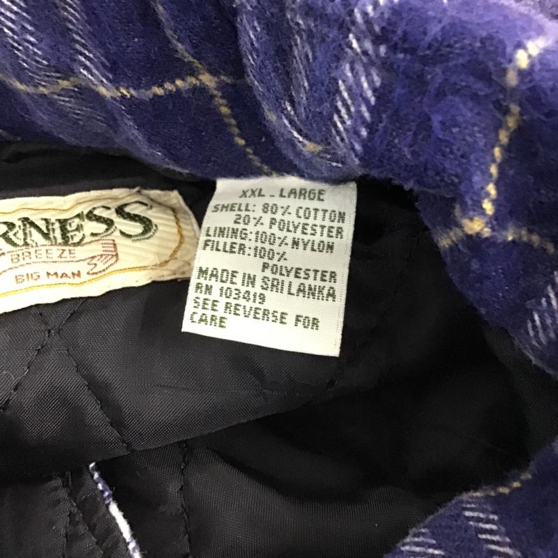 古着 USED ジャケット、上着 ジャケット、ブレザー シャツジャケット ロング丈 裏キルティング XXL チェック 紺 / ネイビー / X 白 / ホワイト / X 黄 / イエロー /  メンズ USED 古着 中古 10103779