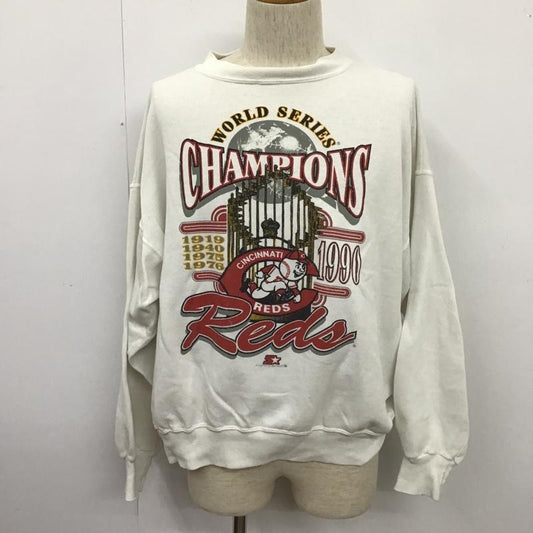スターター STARTER トレーナー 長袖 スウェット CINCINNATI REDS 野球 プリント 白 / ホワイト /  メンズ USED 古着 中古 10103788