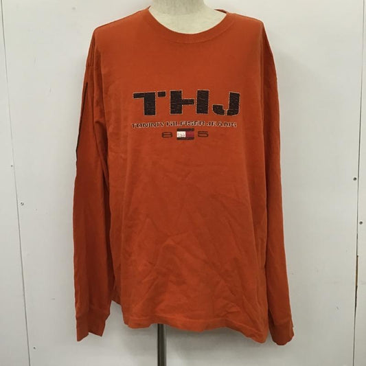 トミー ジーンズ TOMMY JEANS Tシャツ 長袖 THJ ロゴ クルーネック XXL プリント 橙 / オレンジ /  メンズ USED 古着 中古 10103789