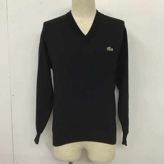 ラコステ LACOSTE ニット、セーター 長袖 K-KN0700 CHEMISE LACOSTE Vネック ウール 2 ワンポイント 黒 / ブラック /  メンズ USED 古着 中古 10103794