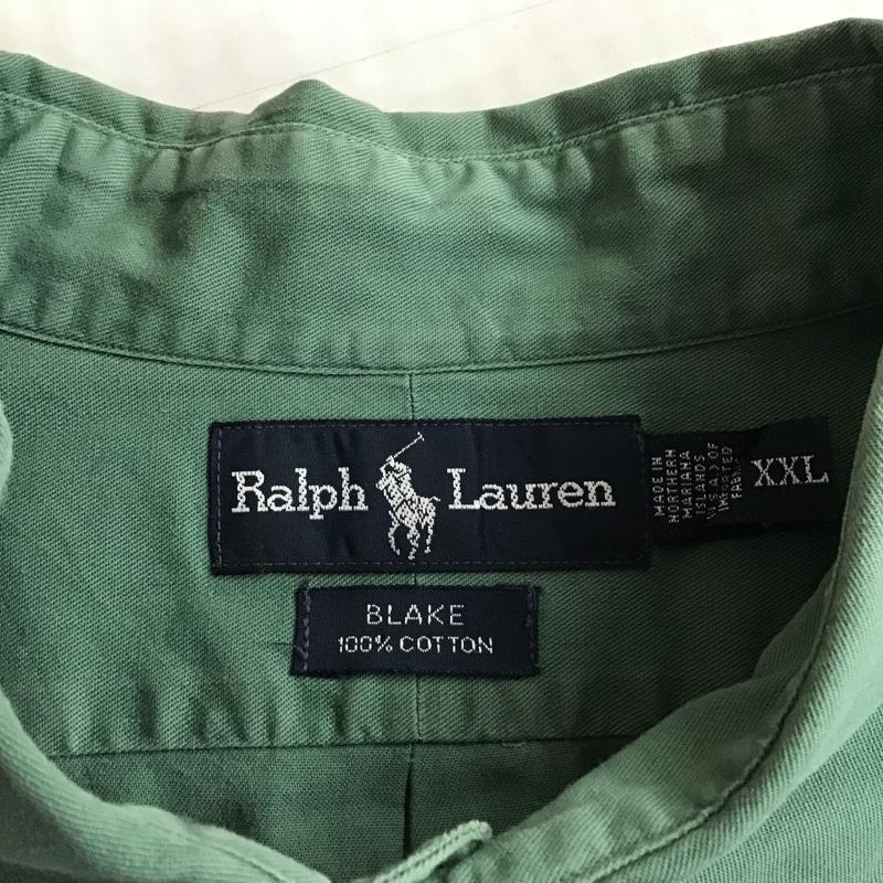 ラルフローレン RALPHLAUREN シャツ、ブラウス 半袖 ボタンダウン コットン BLAKE XXL ワンポイント 緑 / グリーン /  メンズ USED 古着 中古 10103798