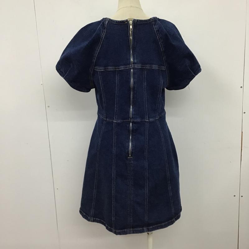 ザラ ZARA ワンピース ミニスカート デニムワンピース 半袖ワンピース フレアワンピース ミニワンピース L 無地 インディゴ / インディゴ /  レディース USED 古着 中古 10103835