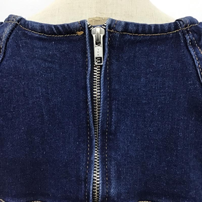 ザラ ZARA ワンピース ミニスカート デニムワンピース 半袖ワンピース フレアワンピース ミニワンピース L 無地 インディゴ / インディゴ /  レディース USED 古着 中古 10103835