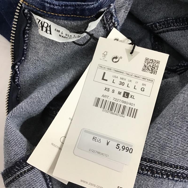 ザラ ZARA ワンピース ミニスカート デニムワンピース 半袖ワンピース フレアワンピース ミニワンピース L 無地 インディゴ / インディゴ /  レディース USED 古着 中古 10103835