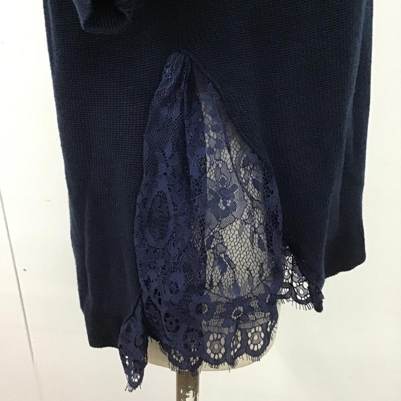 グリーンレーベルリラクシング green label relaxing カットソー 半袖 3618-699-0342 CFCサイドレースニット 半袖ニットカットソー セーター FREE 無地 紺 / ネイビー /  レディース USED 古着 中古 10103839