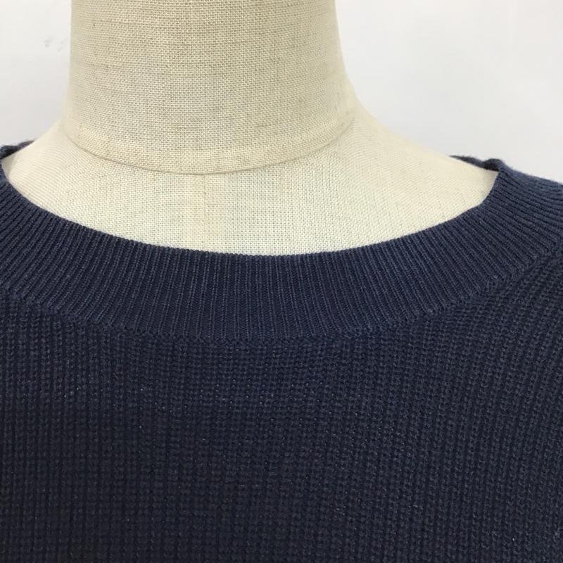 グリーンレーベルリラクシング green label relaxing カットソー 半袖 3618-699-0342 CFCサイドレースニット 半袖ニットカットソー セーター FREE 無地 紺 / ネイビー /  レディース USED 古着 中古 10103839