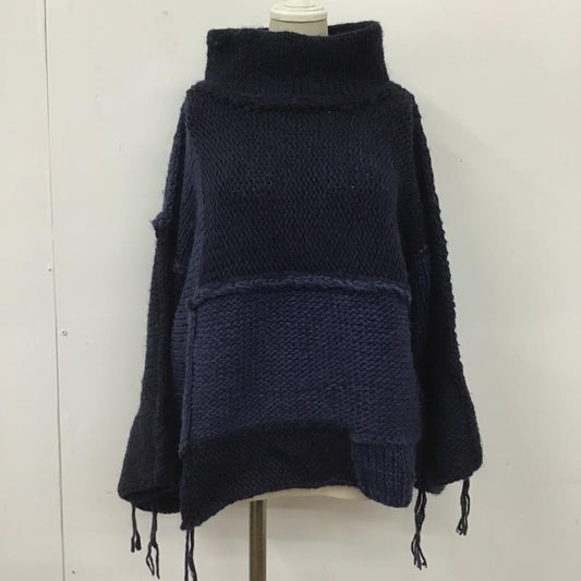 シーグリーン Seagreen ニット、セーター 長袖 LSEA21A9595-K THICK YARN HAND KNIT FREE 無地 紺 / ネイビー /  レディース USED 古着 中古 10103842