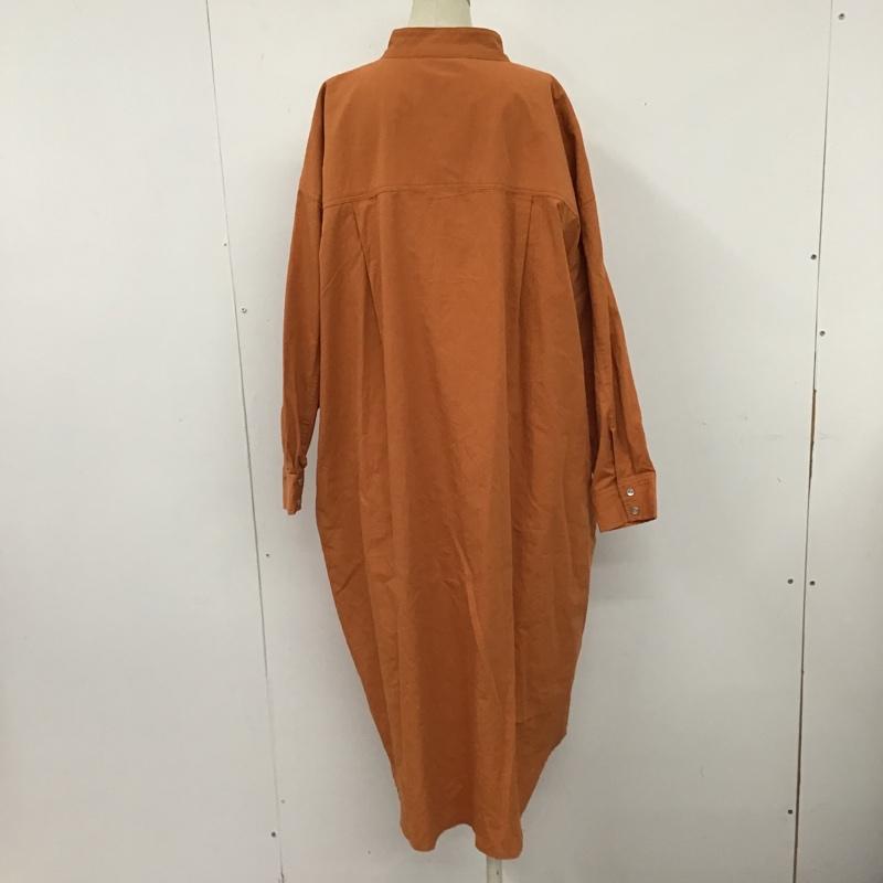 ロジャーアンドロウ Roger&Raw ワンピース ロングスカート 長袖シャツワンピース ノーカラーシャツワンピース ロングワンピース M 無地 橙 / オレンジ /  レディース USED 古着 中古 10103843