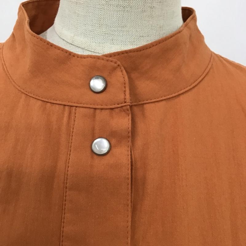 ロジャーアンドロウ Roger&Raw ワンピース ロングスカート 長袖シャツワンピース ノーカラーシャツワンピース ロングワンピース M 無地 橙 / オレンジ /  レディース USED 古着 中古 10103843