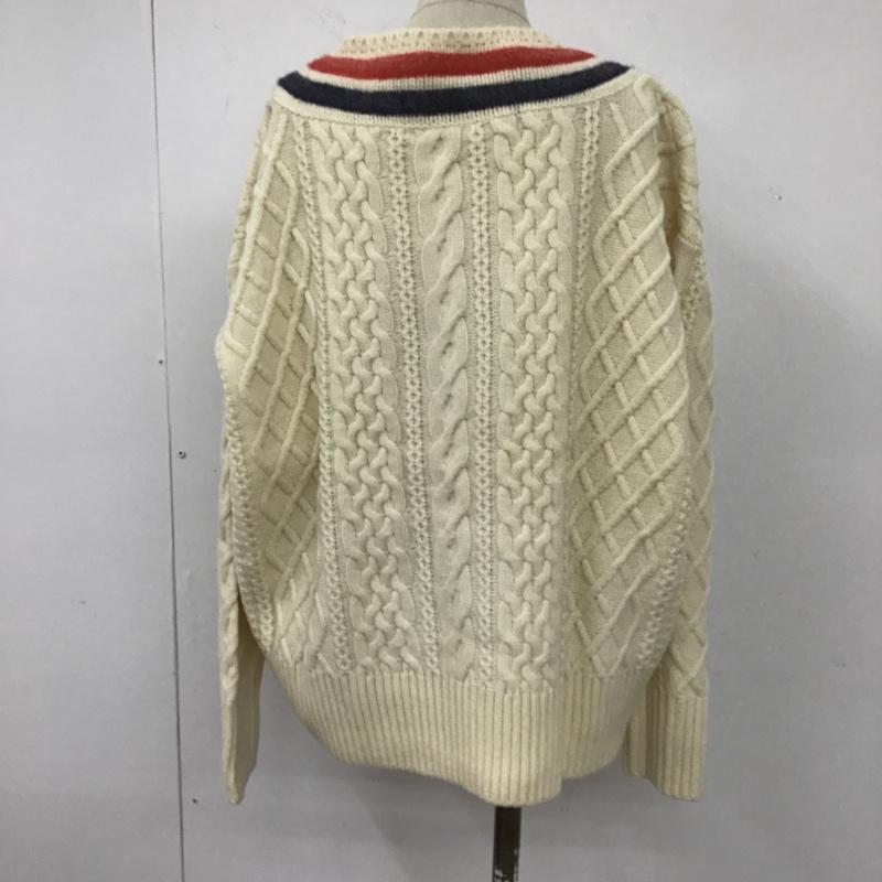 マカフィー MACPHEE ニット、セーター 長袖 12-02-75-02307 AIRLY CABLE TILDEN Vネックプルオーバー S 無地 アイボリー / アイボリー / X 赤 / レッド / X 紺 / ネイビー /  レディース USED 古着 中古 10103846