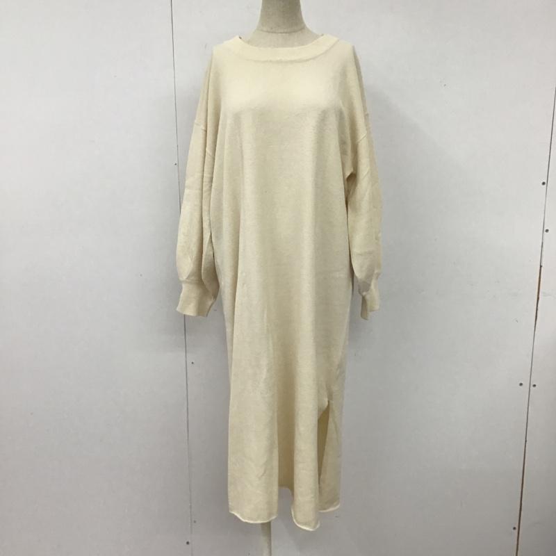 メルロー merlot ワンピース ロングスカート 81-932079-7205 サイドスリット ニットワンピース ボリュームスリーブ 無地 アイボリー / アイボリー /  レディース USED 古着 中古 10103850