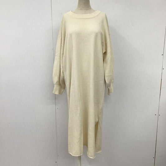 メルロー merlot ワンピース ロングスカート 81-932079-7205 サイドスリット ニットワンピース ボリュームスリーブ 無地 アイボリー / アイボリー /  レディース USED 古着 中古 10103850