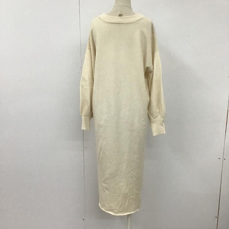 メルロー merlot ワンピース ロングスカート 81-932079-7205 サイドスリット ニットワンピース ボリュームスリーブ 無地 アイボリー / アイボリー /  レディース USED 古着 中古 10103850