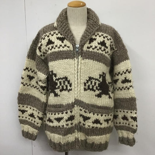 古着 USED ニット、セーター 長袖 ジップアップニットジャケット カラーニットジャケット アウター 古着 プリント ベージュ / ベージュ / X 茶 / ブラウン /  メンズ USED 古着 中古 10103875
