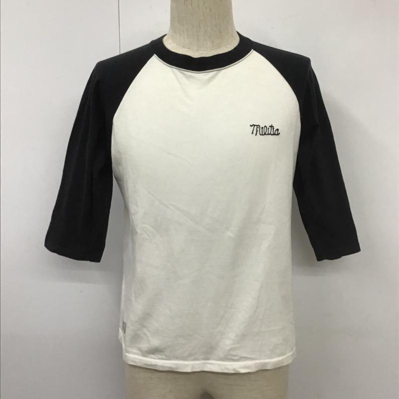 ダブルタップス W)TAPS Tシャツ 七分袖 七分袖カットソー プリントTシャツ クルーネックカットソー ラグラン S ロゴ、文字 白 / ホワイト / X 紺 / ネイビー /  メンズ USED 古着 中古 10103877
