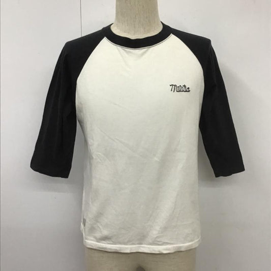 ダブルタップス W)TAPS Tシャツ 七分袖 七分袖カットソー プリントTシャツ クルーネックカットソー ラグラン S ロゴ、文字 白 / ホワイト / X 紺 / ネイビー /  メンズ USED 古着 中古 10103877