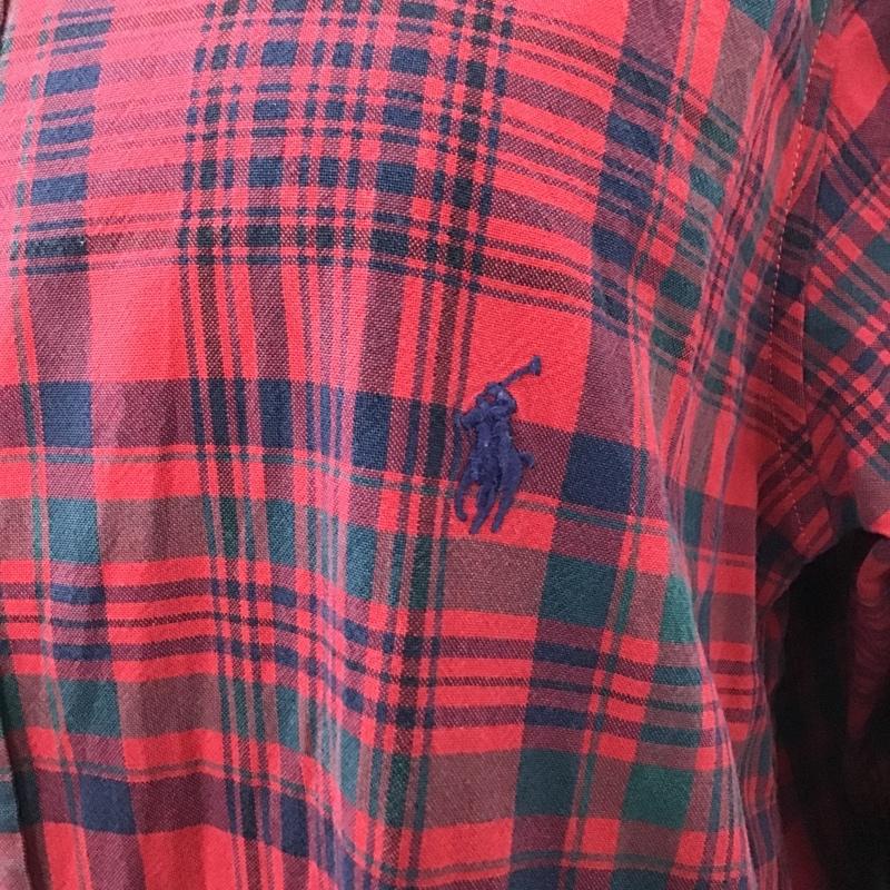 ラルフローレン RALPHLAUREN ワンピース ひざ丈スカート 長袖シャツワンピース チェックシャツワンピース ボタンダウンシャツ M チェック マルチカラー / マルチカラー /  レディース USED 古着 中古 10103893