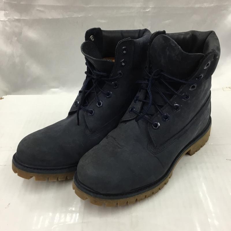 ティンバーランド Timberland ブーツ ショートブーツ 6718B 3240 6インチブーツ 7W ワンポイント 紺 / ネイビー /  メンズ USED 古着 中古 10103930