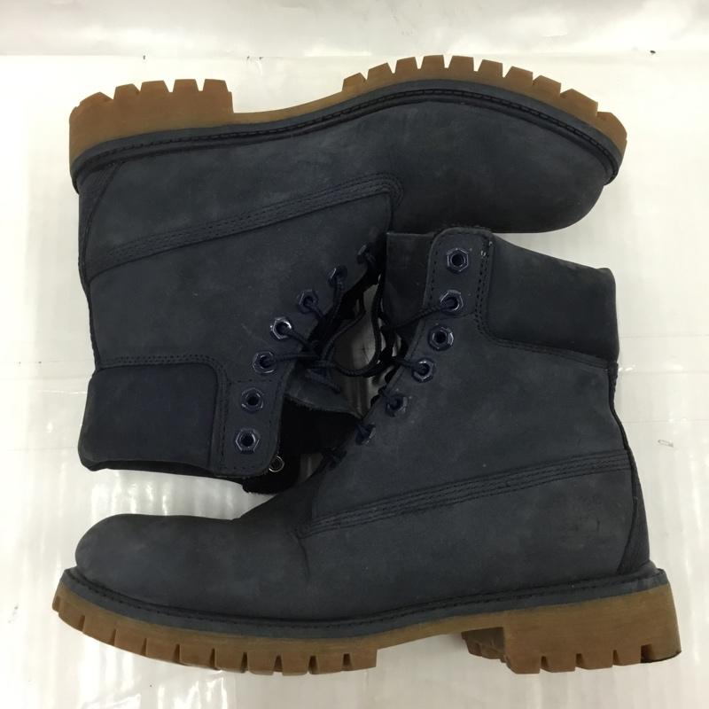 ティンバーランド Timberland ブーツ ショートブーツ 6718B 3240 6インチブーツ 7W ワンポイント 紺 / ネイビー /  メンズ USED 古着 中古 10103930