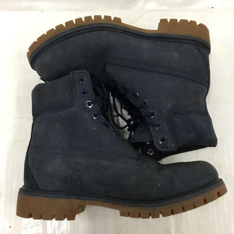 ティンバーランド Timberland ブーツ ショートブーツ 6718B 3240 6インチブーツ 7W ワンポイント 紺 / ネイビー /  メンズ USED 古着 中古 10103930