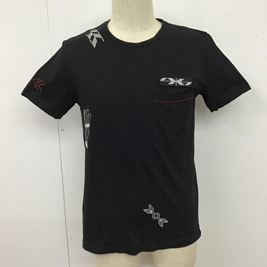 ランバンオンブルー LANVIN en Bleu Tシャツ 半袖 LB-99108*-57603 クルーネック 胸ポケット 48 刺繍 黒 / ブラック /  メンズ USED 古着 中古 10103947