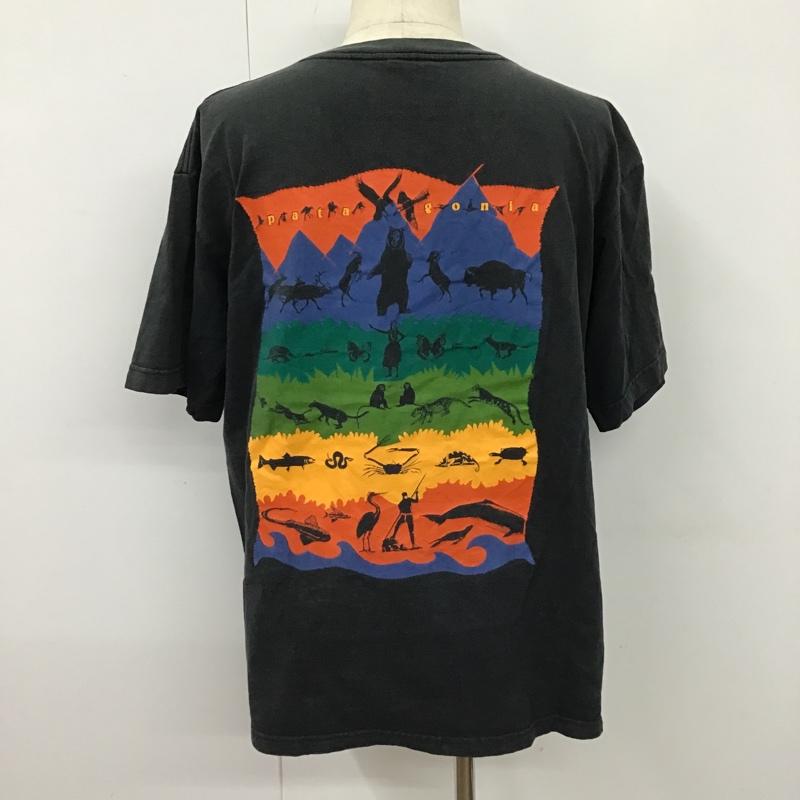 パタゴニア patagonia Tシャツ 半袖 90s 絶滅危惧種 バックプリント 動物 クルーネック L プリント 黒 / ブラック /  メンズ USED 古着 中古 10103953
