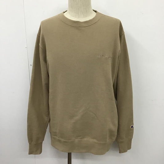 チャンピオン Champion トレーナー 長袖 長袖トレーナー スウェット クルーネック リブスウェットカットソー L ロゴ、文字 ベージュ / ベージュ /  メンズ USED 古着 中古 10103954