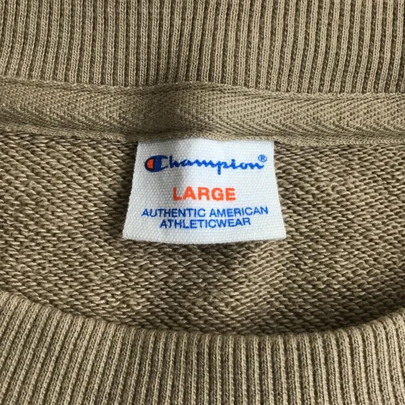 チャンピオン Champion トレーナー 長袖 長袖トレーナー スウェット クルーネック リブスウェットカットソー L ロゴ、文字 ベージュ / ベージュ /  メンズ USED 古着 中古 10103954