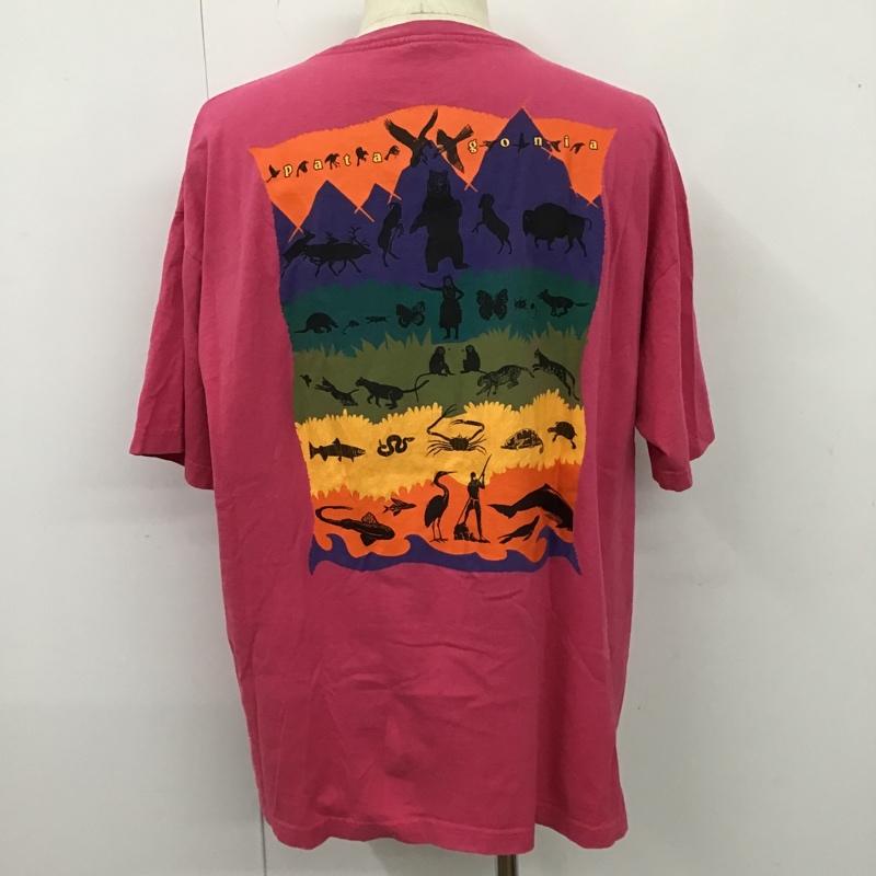 パタゴニア patagonia Tシャツ 半袖 90s 絶滅危惧種 バックプリント 動物 クルーネック XL プリント 桃 / ピンク /  メンズ USED 古着 中古 10103955