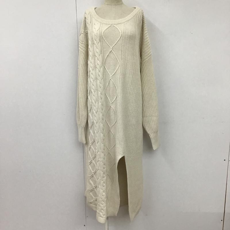ジーナシス JEANASIS ワンピース ロングスカート JS071170MC ニットワンピース 前スリット ケーブル編み FREE  オフホワイト / オフホワイト /  レディース USED 古着 中古 10103975