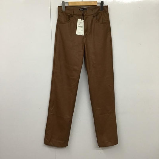 ザラ ZARA ボトムス ボトムス レザーパンツ タグ付 S 無地 茶 / ブラウン /  レディース USED 古着 中古 10103991
