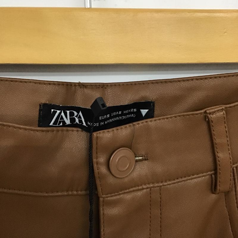 ザラ ZARA ボトムス ボトムス レザーパンツ タグ付 S 無地 茶 / ブラウン /  レディース USED 古着 中古 10103991