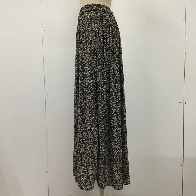 ロペピクニック ROPE' PICNIC スカート ロングスカート GDC-12160-A シアーナチュラル楊柳プリーツスカート 38 花柄 黒 / ブラック /  レディース USED 古着 中古 10104012