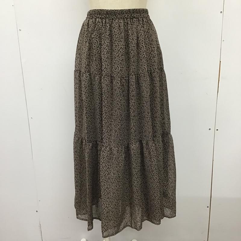 グローブ grove スカート ロングスカート ティアードスカート M 花柄 灰 / グレー / X 黒 / ブラック /  レディース USED 古着 中古 10104020