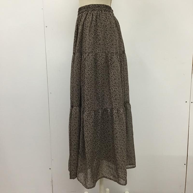 グローブ grove スカート ロングスカート ティアードスカート M 花柄 灰 / グレー / X 黒 / ブラック /  レディース USED 古着 中古 10104020